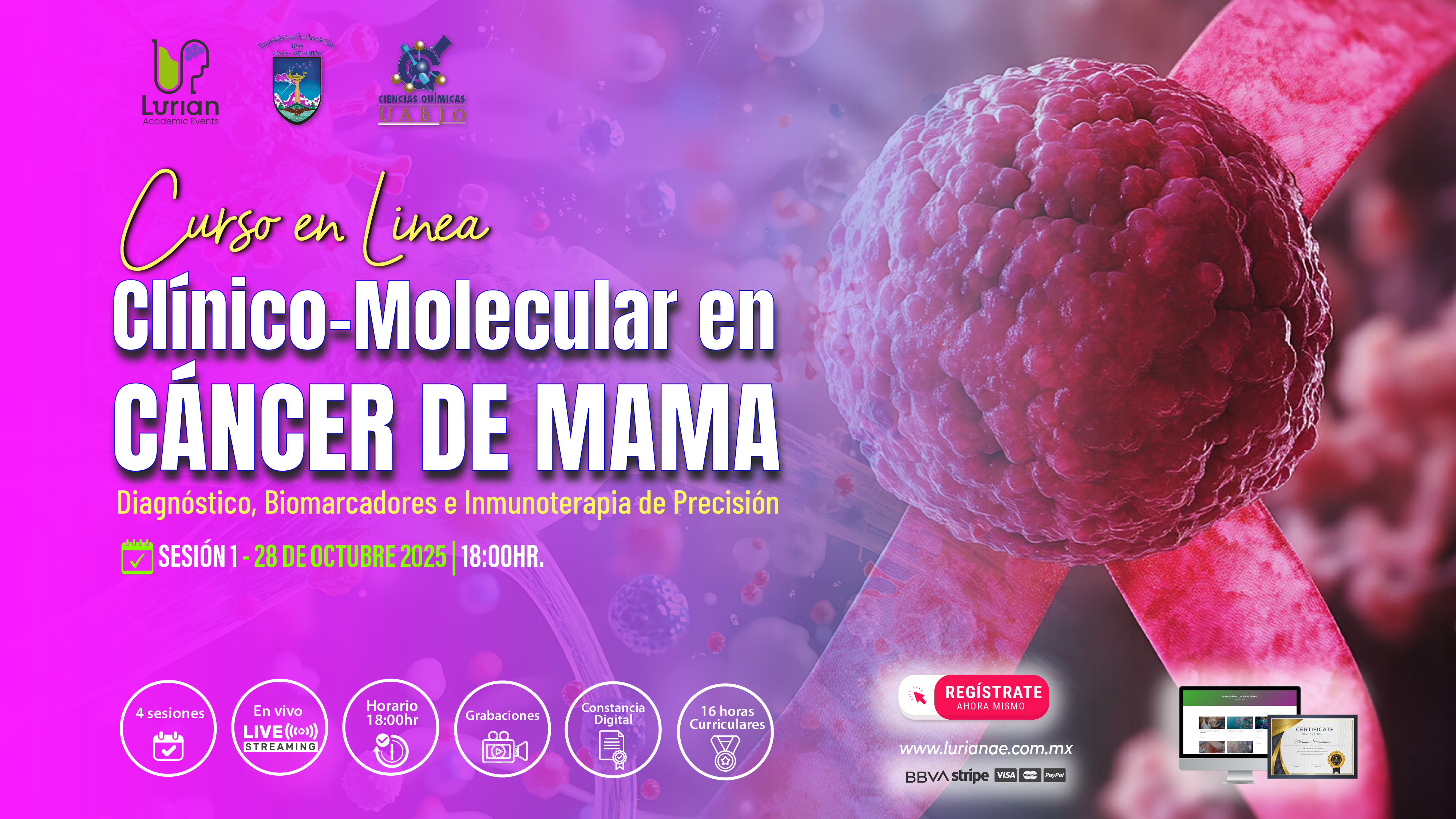 Curso en Línea Clínico-Molecular en Cáncer de Mama: Diagnóstico, Biomarcadores e Inmunoterapia de Precisión 2025